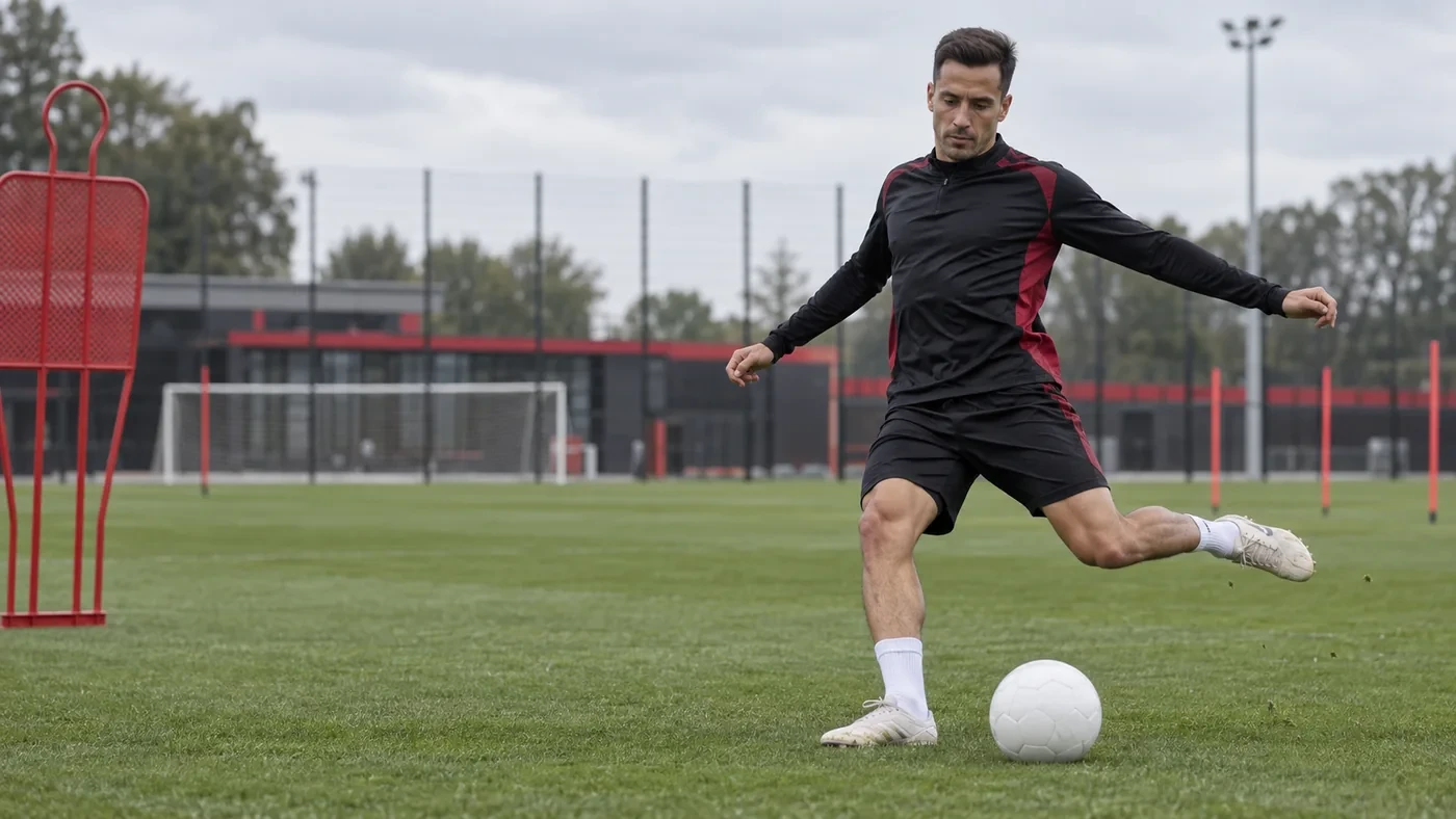 Lucas Vázquez thực hiện bài tập tạt bóng bên cánh phải