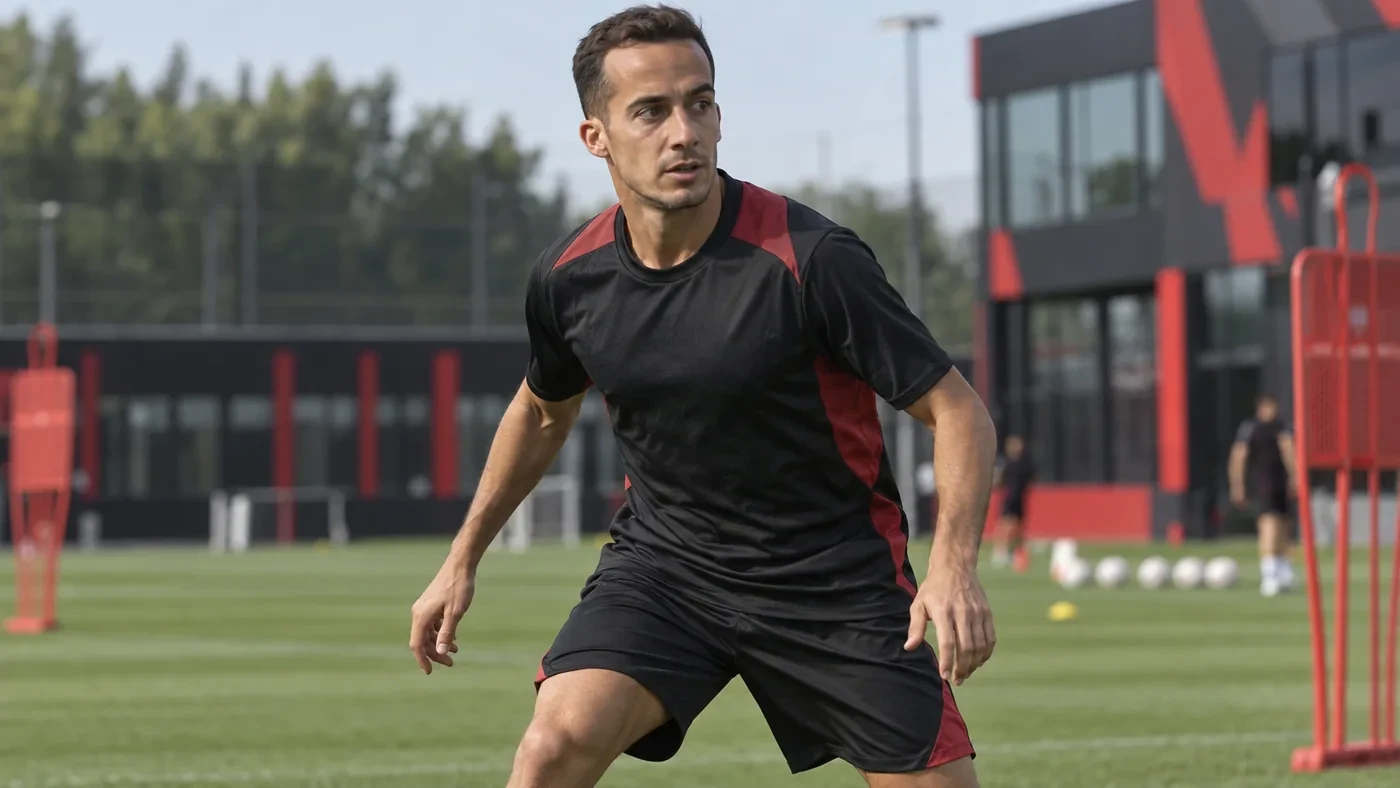Lucas Vázquez điều chỉnh vị trí trong bài tập phòng ngự